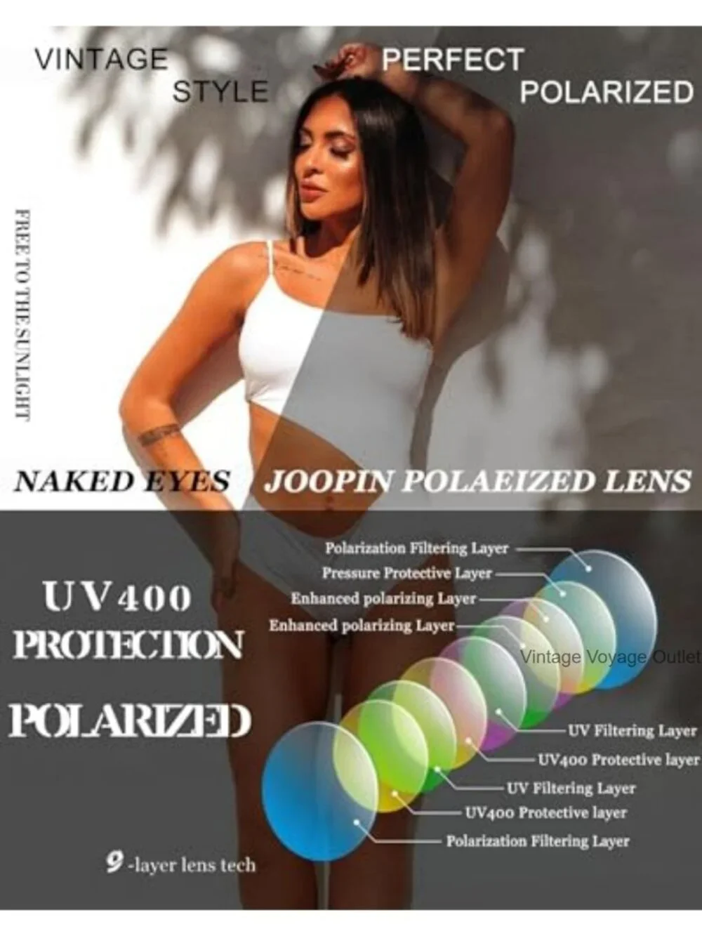 Oversized Polarized Butterfly Sunglasses Women UV400 Protection Driving Shades